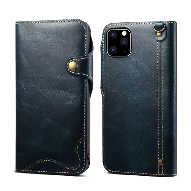 Denior Oil Wax Cowhide Magnetic Button Horizontal Flip Leather Case with Card Slots & Wallet