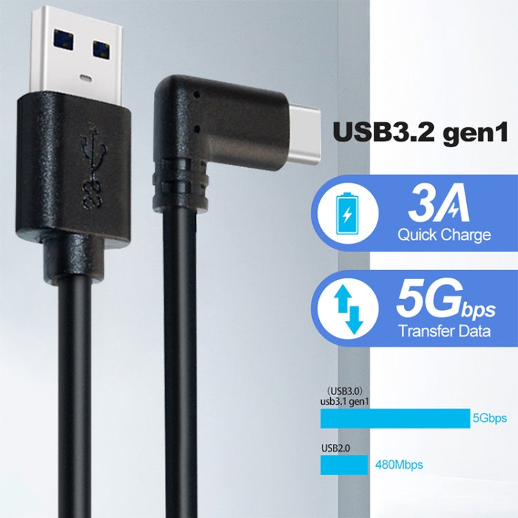 USB 3.2 Gen1 Type-C to USB 3.2 Gen1 Type-C Single Elbow VR Link Cable For Oculus Quest 1 / 2, 3m Single Elbow