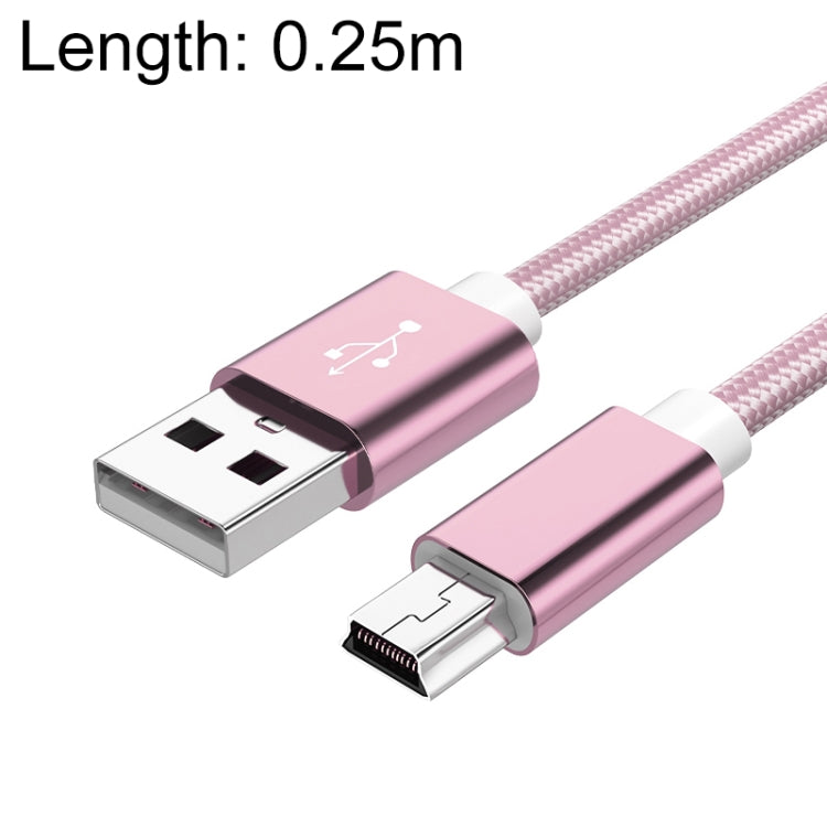 5 PCS Mini USB to USB A Woven Data / Charge Cable for MP3, Camera, Car DVR, 0.25m, 1m, 1.5m, 2m, 3m
