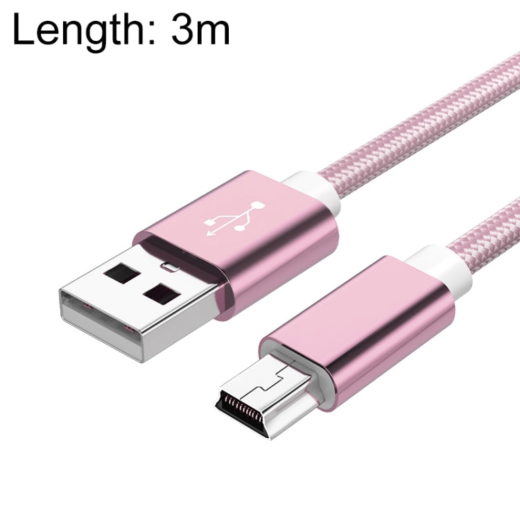 5 PCS Mini USB to USB A Woven Data / Charge Cable for MP3, Camera, Car DVR, 0.25m, 1m, 1.5m, 2m, 3m