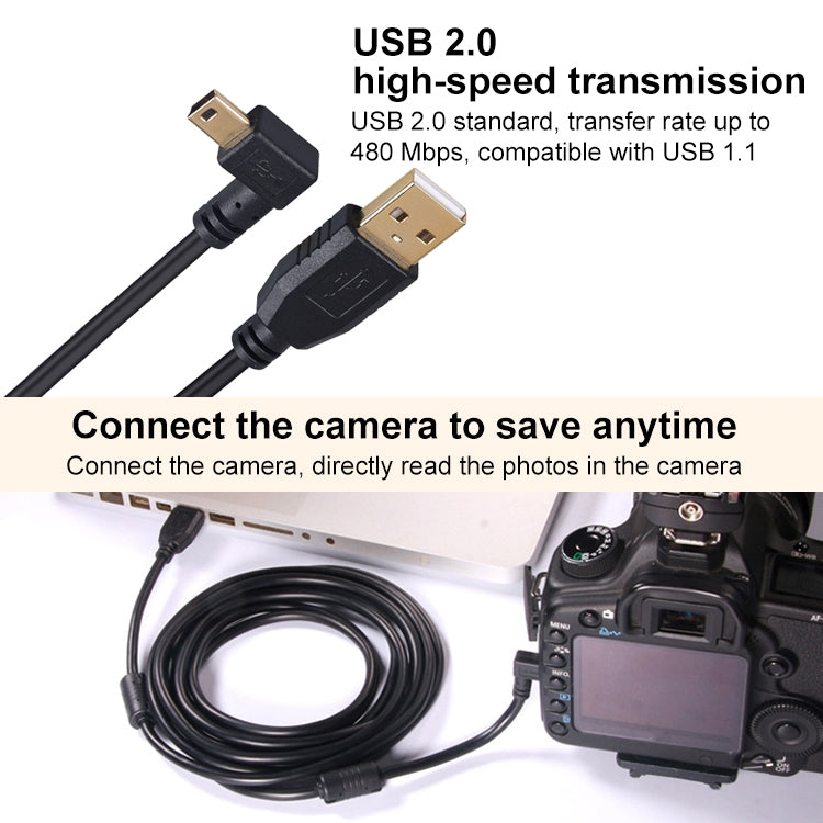 Elbow Mini 5 Pin to USB 2.0 Camera Extension Data Cable, 1.5m, 2m, 3m, 5m, 10m, 15m, 20m