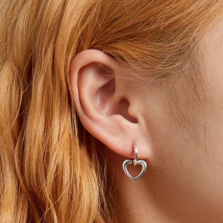 S925 Sterling Silver Heart Ear Buckle Women Earrings