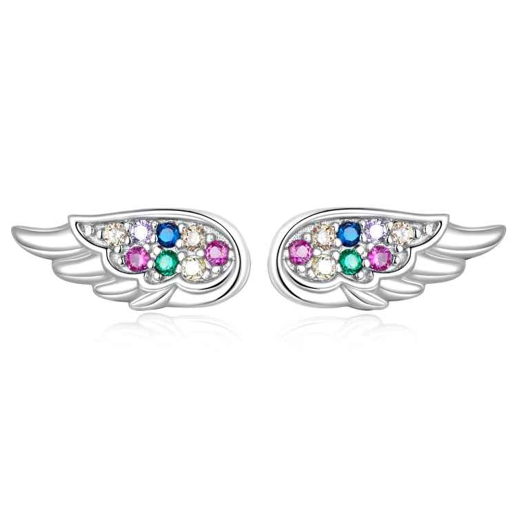 S925 Sterling Silver Colorful Zircon Wing Ear Stud Women Earrings