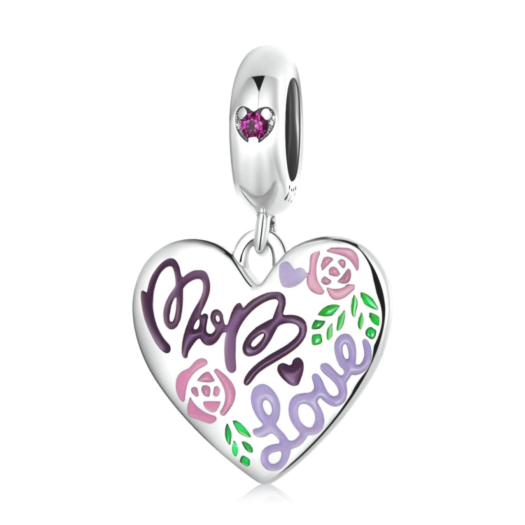 S925 Sterling Silver Silver Colorful Doodle Heart Pendant DIY Bracelet Necklace Accessories, Colorful Doodle Heart