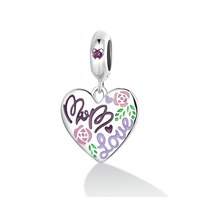 S925 Sterling Silver Silver Colorful Doodle Heart Pendant DIY Bracelet Necklace Accessories, Colorful Doodle Heart