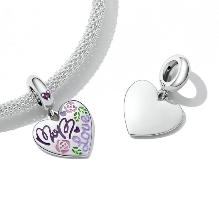 S925 Sterling Silver Silver Colorful Doodle Heart Pendant DIY Bracelet Necklace Accessories, Colorful Doodle Heart