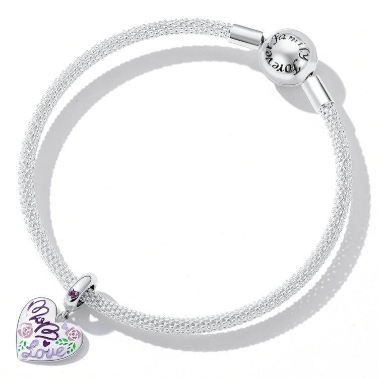 S925 Sterling Silver Silver Colorful Doodle Heart Pendant DIY Bracelet Necklace Accessories, Colorful Doodle Heart