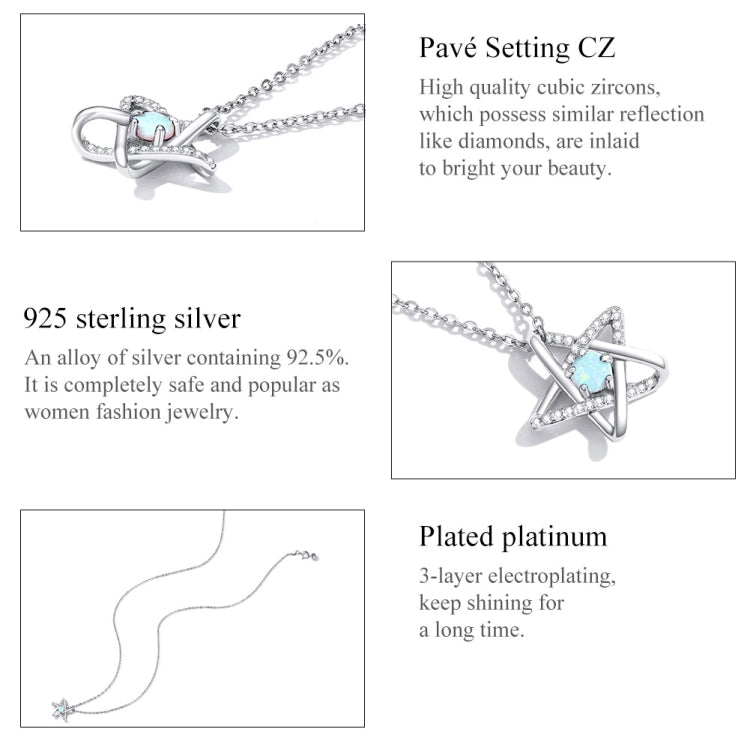 S925 Sterling Silver Opal Star Women Nacklace Jewelry
