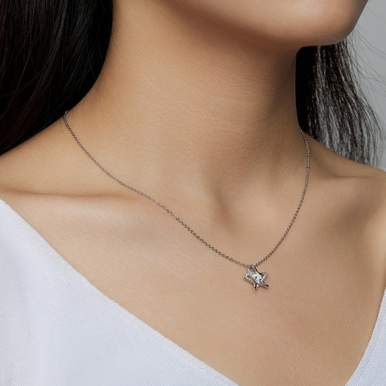 S925 Sterling Silver Opal Star Women Nacklace Jewelry