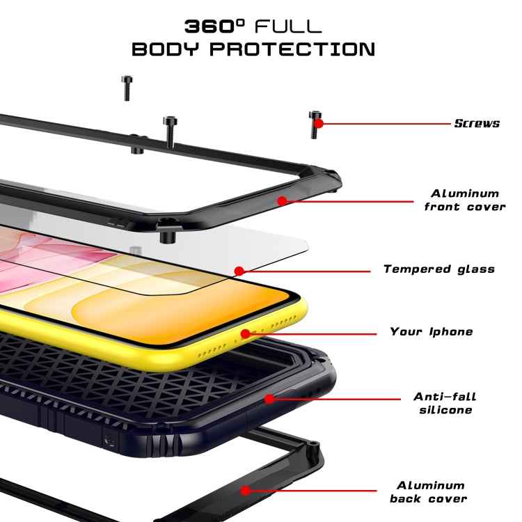 Dustproof Shockproof Waterproof Silicone + Metal Protective Case
