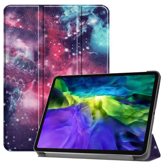 Custer Painted TPU Smart Tablet Leather Case with Sleep Function & Tri-Fold Bracket & Pen Slot