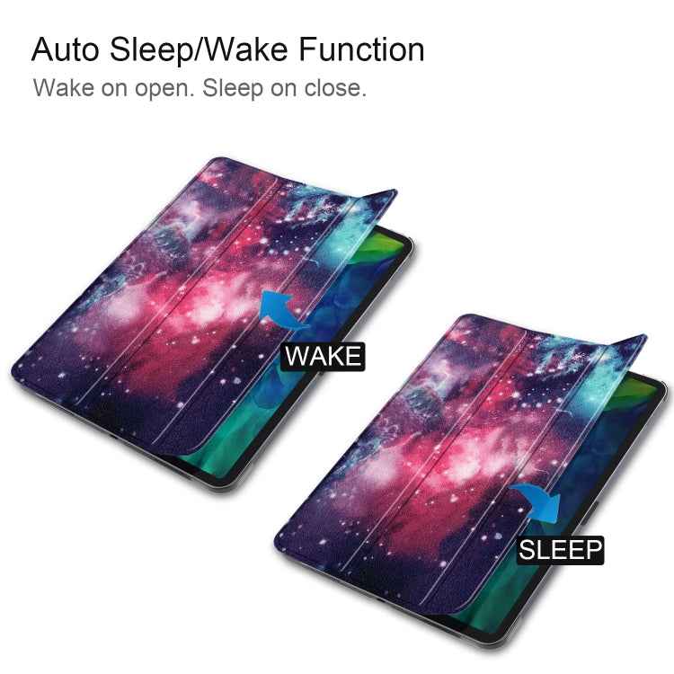 Custer Painted TPU Smart Tablet Leather Case with Sleep Function & Tri-Fold Bracket & Pen Slot