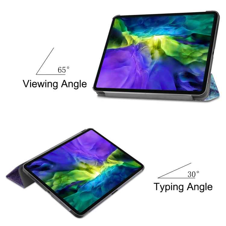 Custer Painted TPU Smart Tablet Leather Case with Sleep Function & Tri-Fold Bracket & Pen Slot