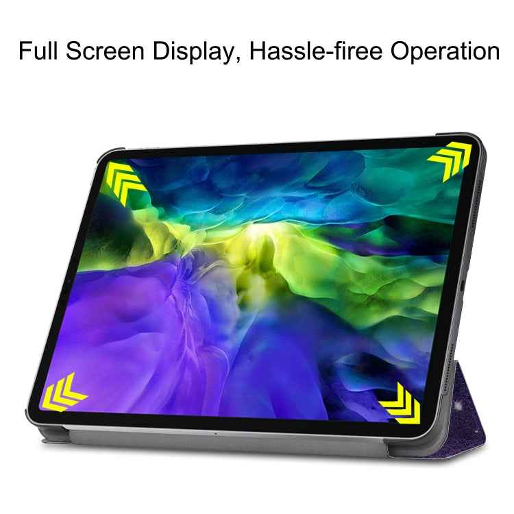 Custer Painted TPU Smart Tablet Leather Case with Sleep Function & Tri-Fold Bracket & Pen Slot