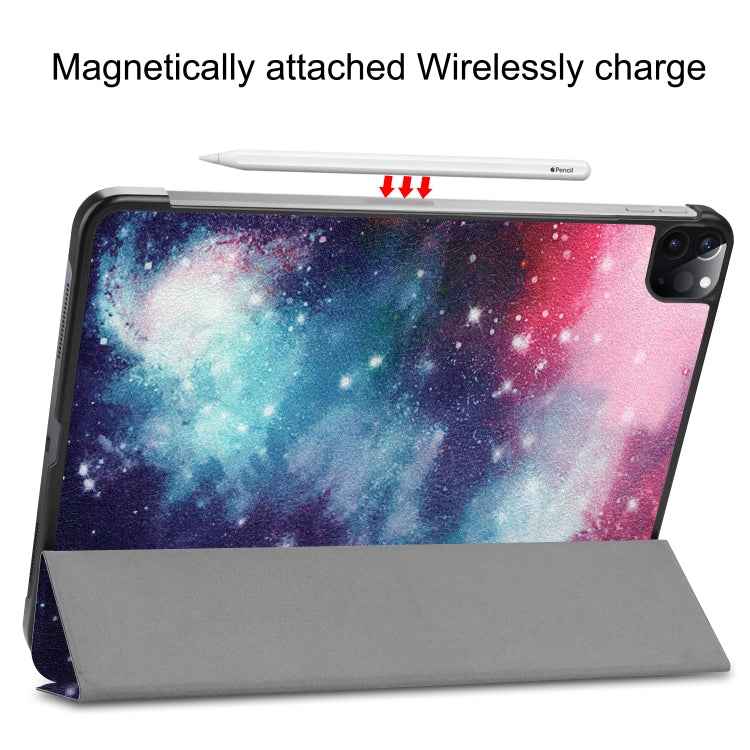 Custer Painted TPU Smart Tablet Leather Case with Sleep Function & Tri-Fold Bracket & Pen Slot