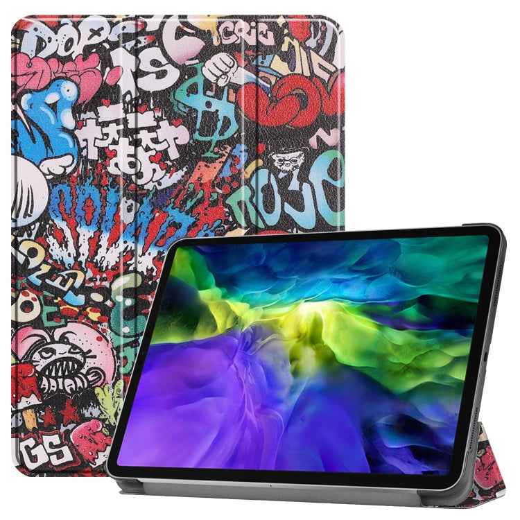 Custer Painted TPU Smart Tablet Leather Case with Sleep Function & Tri-Fold Bracket & Pen Slot