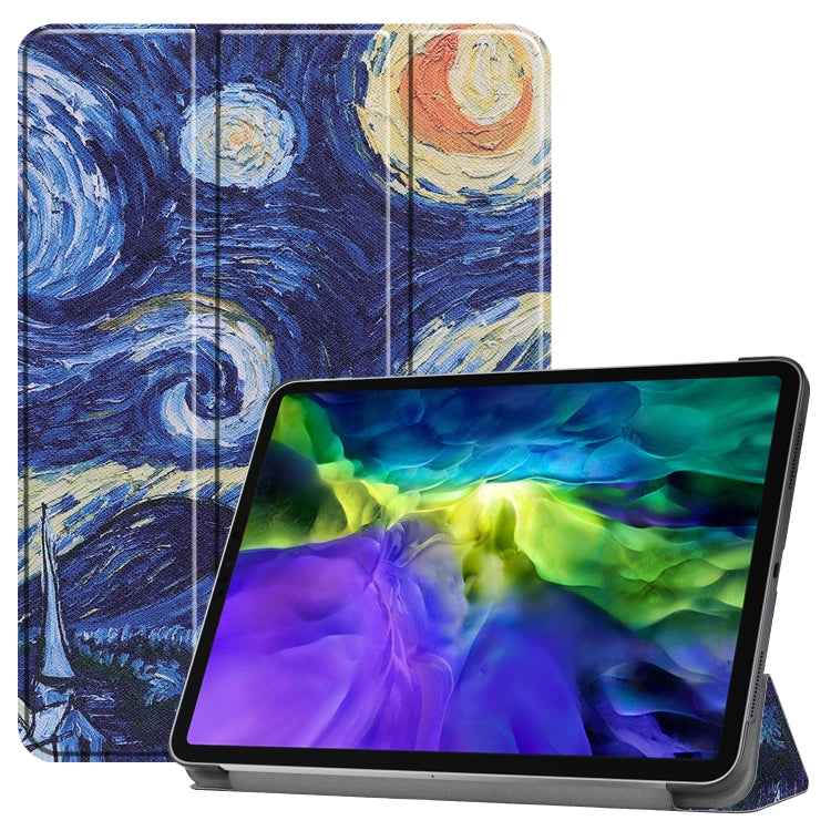 Custer Painted TPU Smart Tablet Leather Case with Sleep Function & Tri-Fold Bracket & Pen Slot