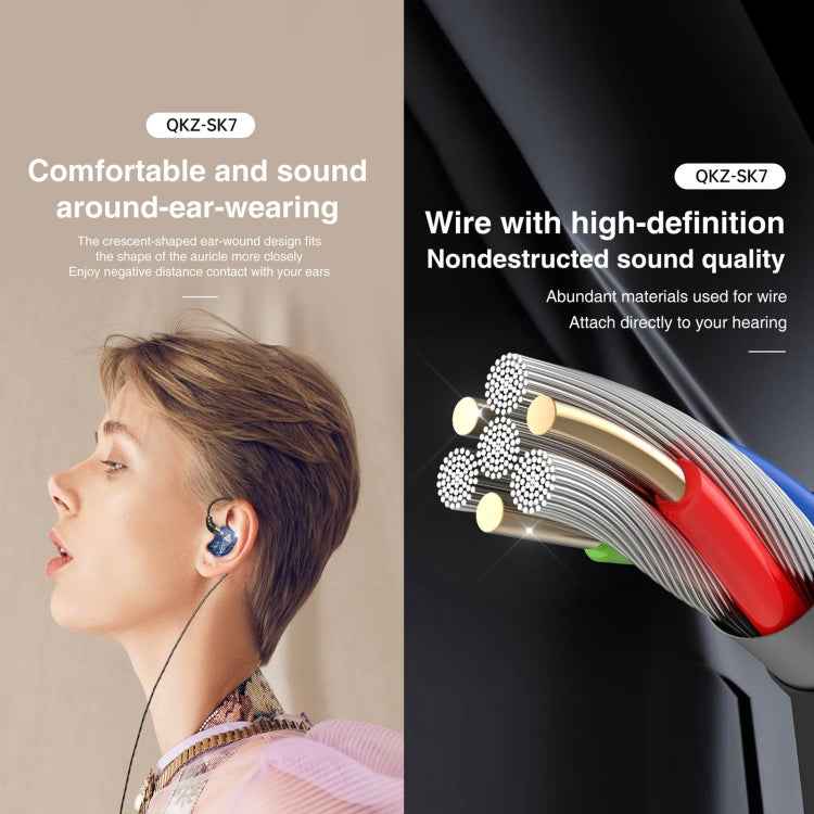 QKZ SK7 3.5mm Sports In-ear Copper Driver Wired HIFI Stereo Earphone with Mic