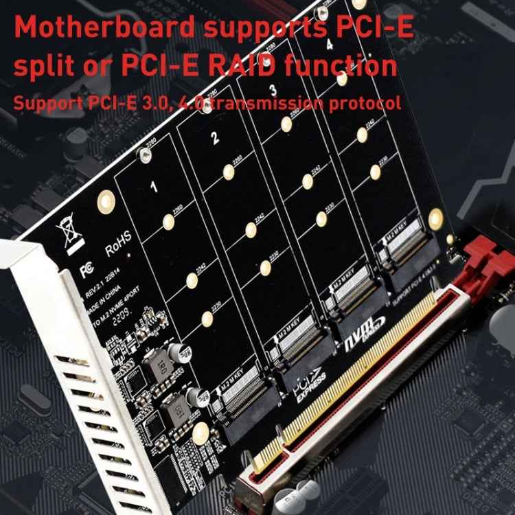 PH44 NVME 4 Disk Array Card PCI-E Signal Split Array Card