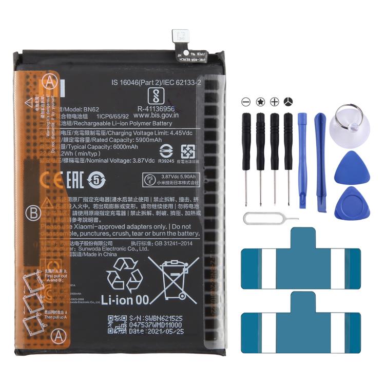 BN53 4820 mAh Li-Polymer Battery Replacement For Xiaomi Redmi Note 9 Pro 5G, BM37, BN51, BM52, BM4M, BM4Q, BN56, BM55, BN53, BN62, BM54, BM4X, BM4Y, BM57, BN59, BP42, 38, BP44, BM5A, BP47, BN66, BM58, BP43, BN57, BS01FA, BN60, BN80, BM4P, BN61