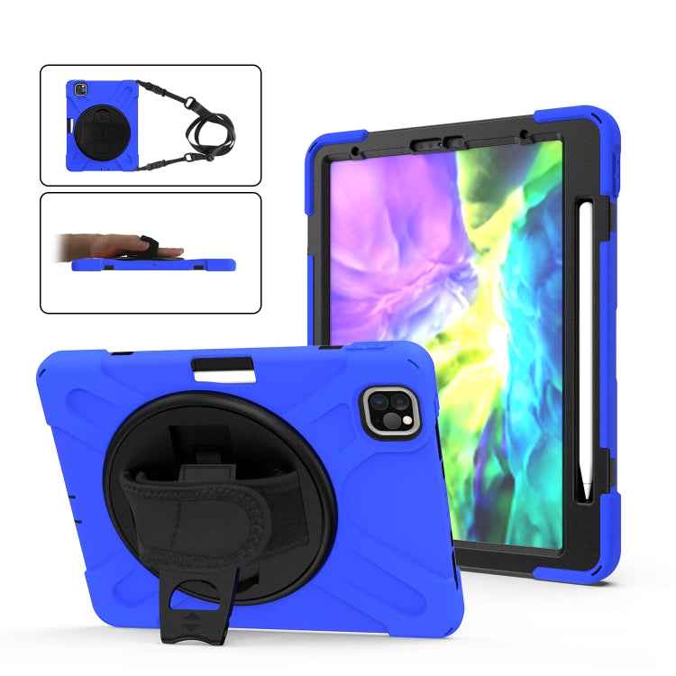 For iPad Pro 11 (2020) 360 Degree Rotation Silicone Protective Cover with Holder & Hand Strap & Long Strap & Pencil Slot