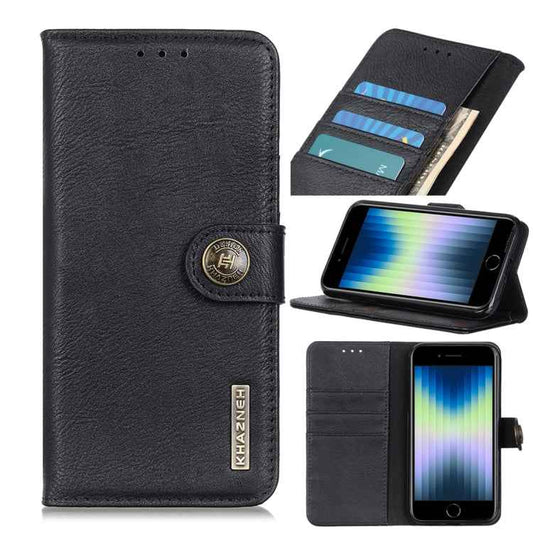 KHAZNEH Cowhide Texture PU + TPU Left and Right Open Leather Case with Bracket & Line Card and Wallet