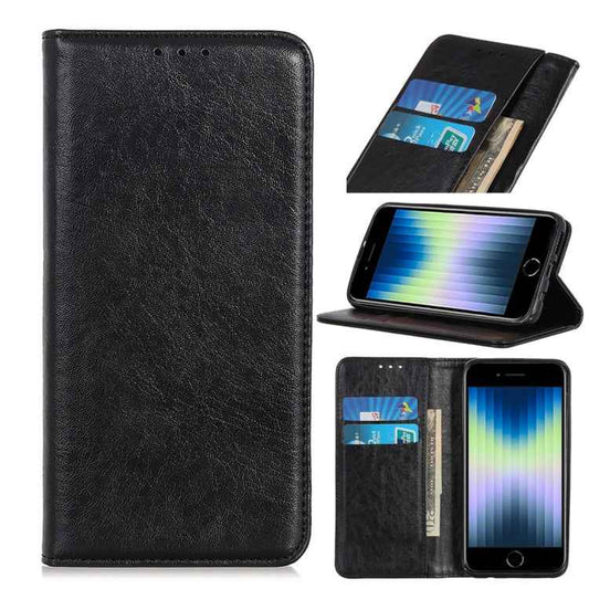 Magnetic Suction Crazy Horse Pattern PU Left and Right Open with Bracket and Card Slot and Wallet
