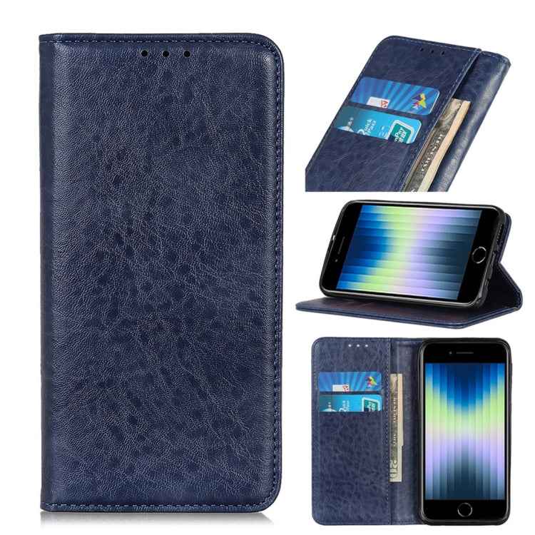 Magnetic Suction Crazy Horse Pattern PU Left and Right Open with Bracket and Card Slot and Wallet