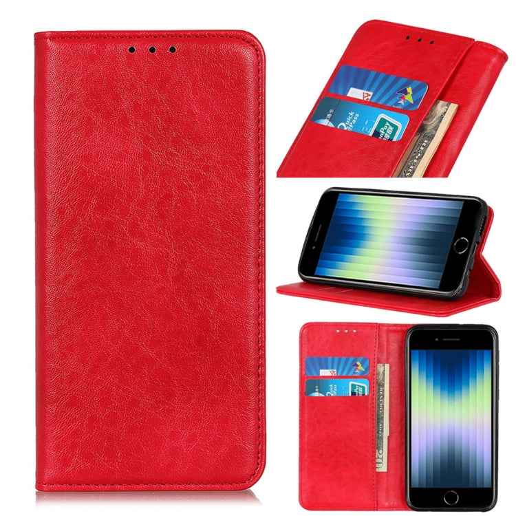 Magnetic Suction Crazy Horse Pattern PU Left and Right Open with Bracket and Card Slot and Wallet