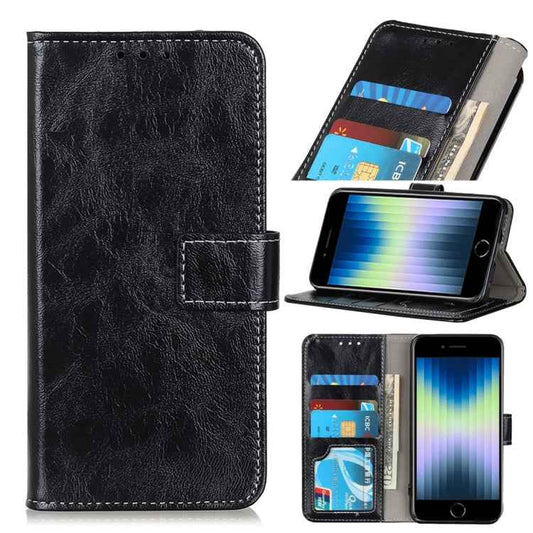 Vintage Crazy Horse PU + + Left and Right Leather Case with Photo Frame & Bracket & Front and Back Buckle