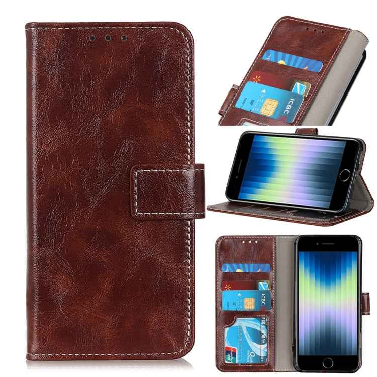 Vintage Crazy Horse PU + + Left and Right Leather Case with Photo Frame & Bracket & Front and Back Buckle