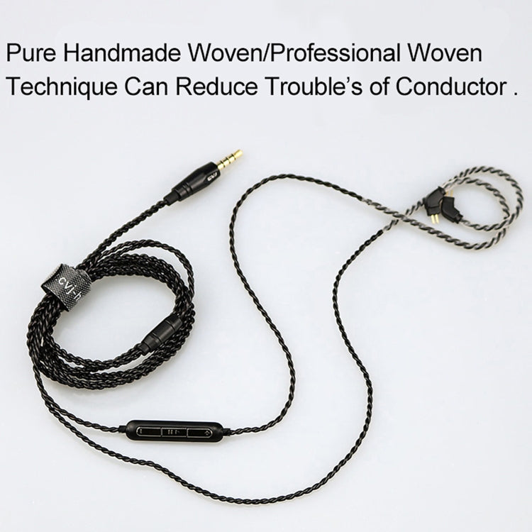 CVJ-V1 1.25m Oxygen-free Copper Silver Plated Upgrade Cable, For MMCX Earphones, With Mic, For MMCX Earphones, Without Mic