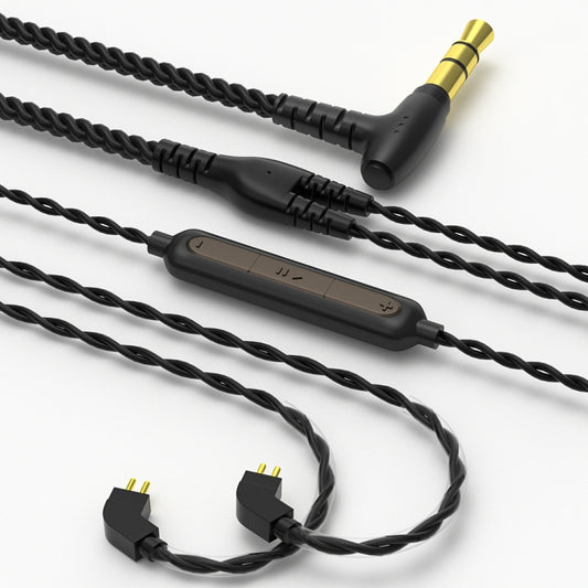 CVJ V2 1.25m Oxygen-free Copper Original 3.5mm Elbow Earphone Cable, 0.75mm with Mic, 0.78mm with Mic