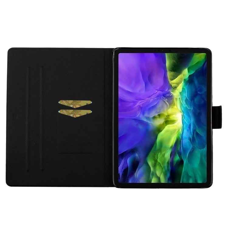Painted Left and Right Flat Leather Case with Sleep Function & Card Slot & Buckle Anti-skid Strip and Bracket