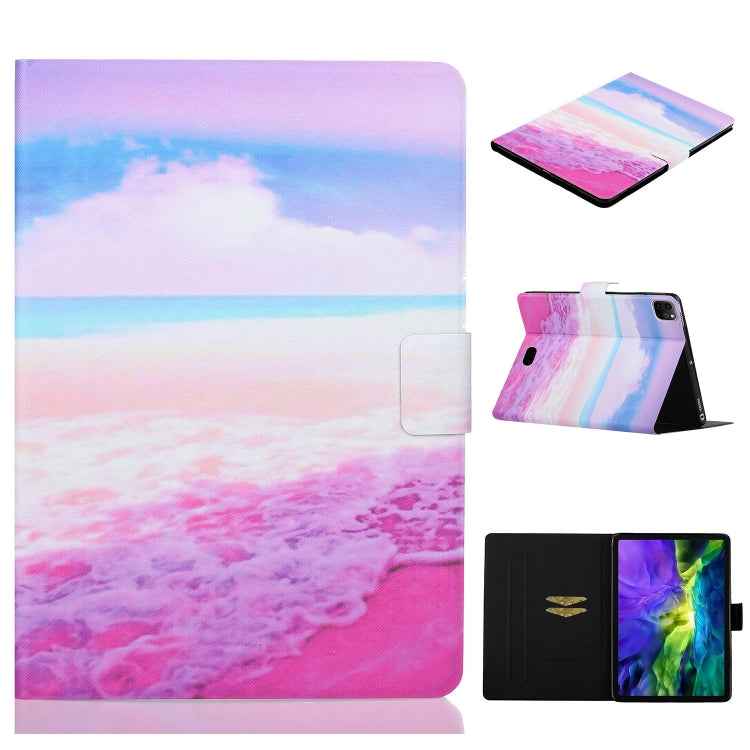 Painted Left and Right Flat Leather Case with Sleep Function & Card Slot & Buckle Anti-skid Strip and Bracket