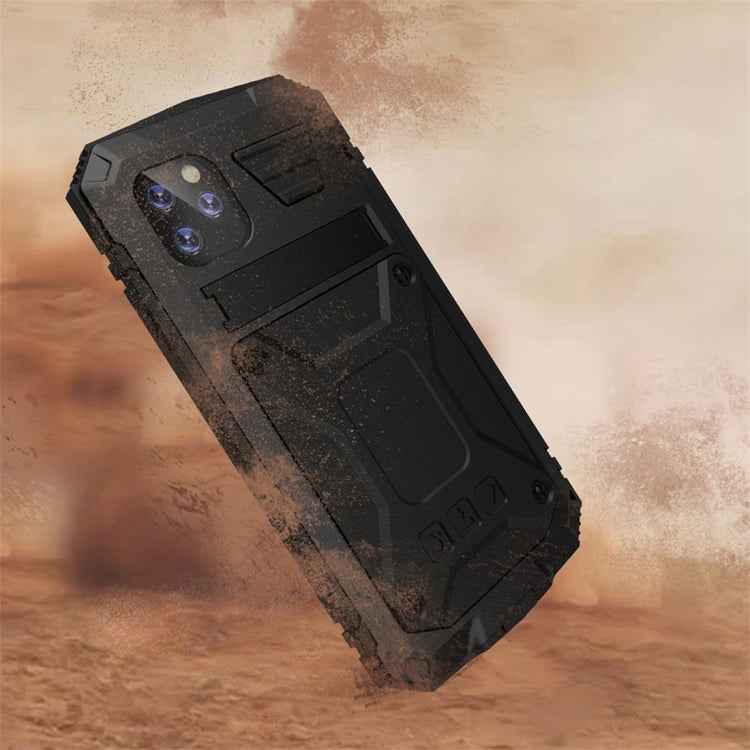 Shockproof Waterproof Dust-proof Metal + Silicone Protective Case with Holder