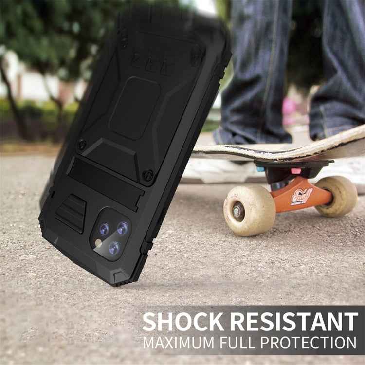 Shockproof Waterproof Dust-proof Metal + Silicone Protective Case with Holder