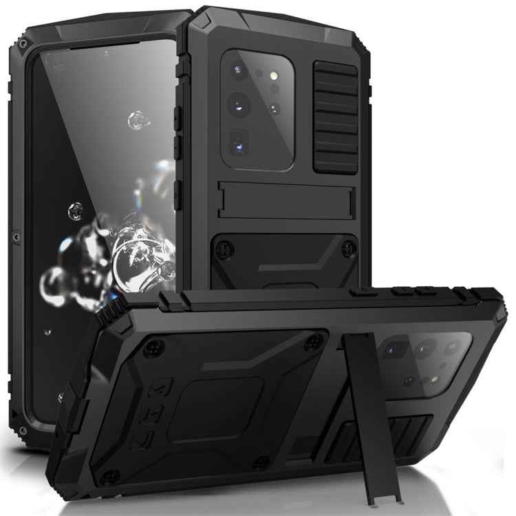 Shockproof Waterproof Dust-proof Metal + Silicone Protective Case with Holder