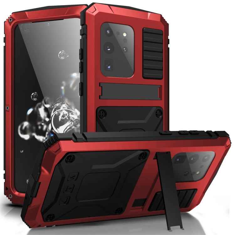 Shockproof Waterproof Dust-proof Metal + Silicone Protective Case with Holder
