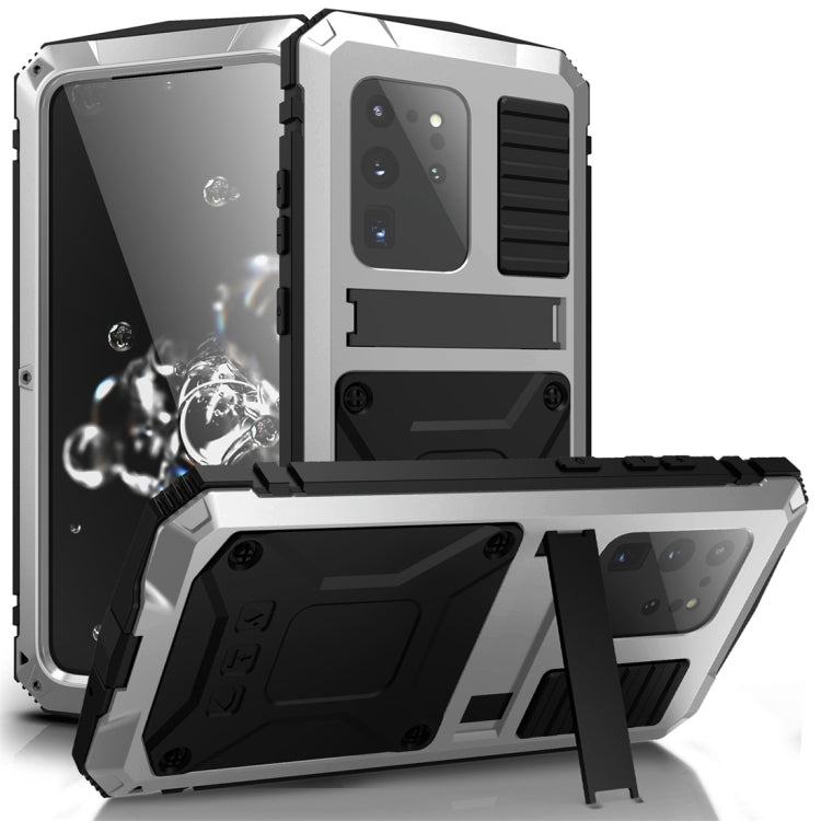 Shockproof Waterproof Dust-proof Metal + Silicone Protective Case with Holder