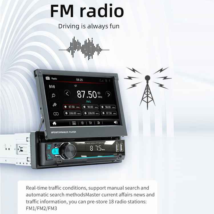 9901 7 inch Car  Retractable MP5 Player Supports FM & Mobile Phone Internet