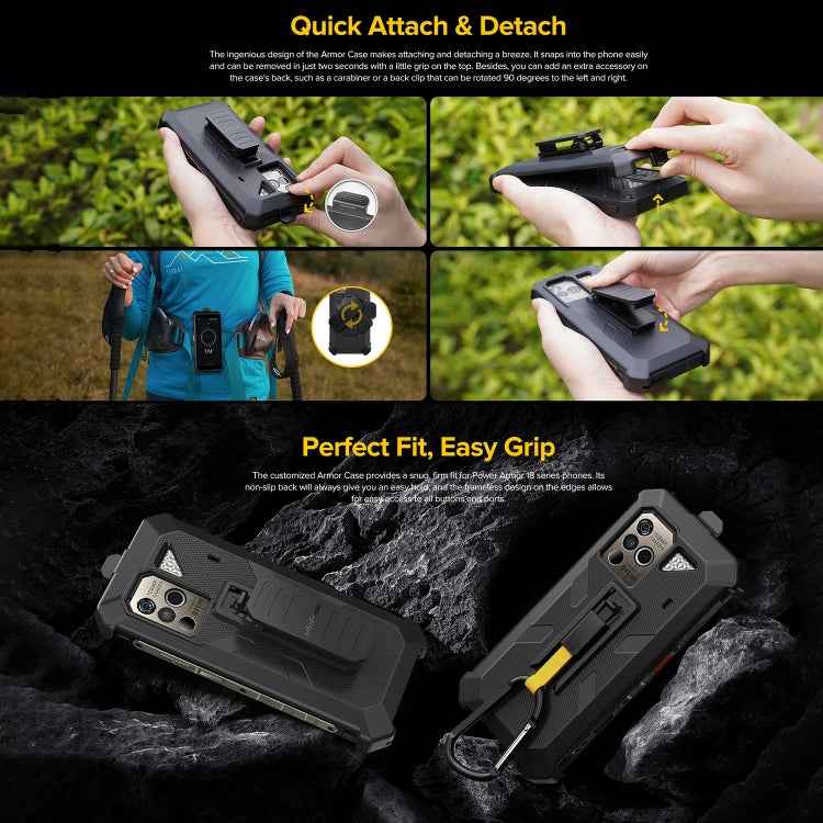 For Ulefone Power Armor 18 Ultra / 18T / 18T Ultra / 19 / 19T  Ulefone Back Clip Phone Case with Carabiner