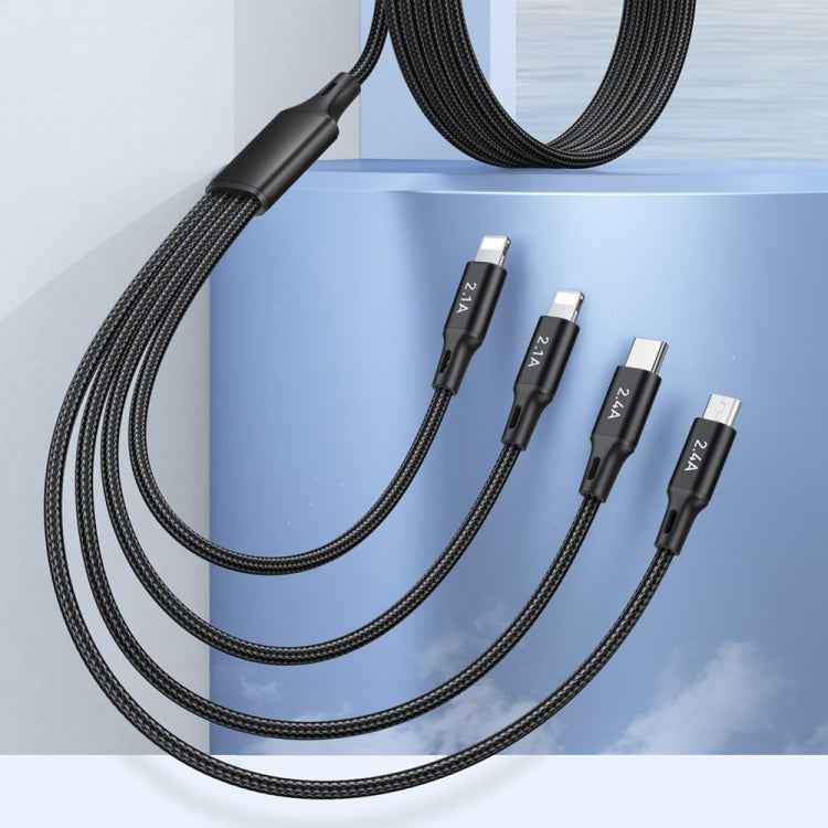 awei CL-129 4 in 1 USB to USB-C / Type-C to 8Pin to Micro USB Multi Charging Cable