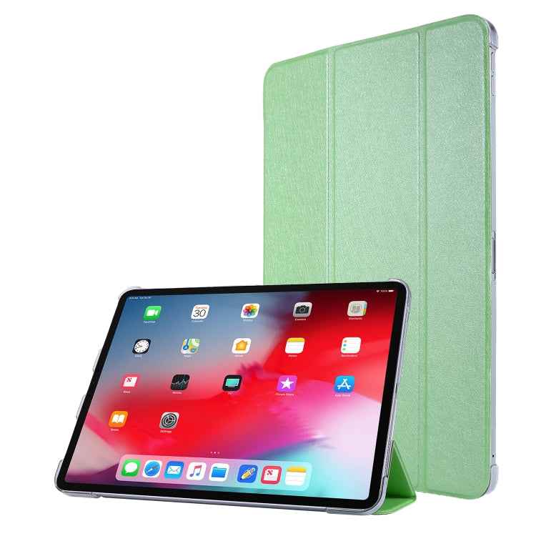 TPU Silk Texture Three-fold Horizontal Flip Leather Case with Holder