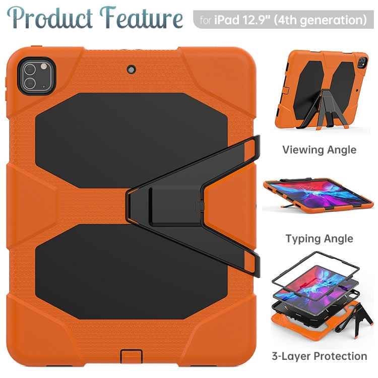 For iPad Pro 12.9 inch (2020) Shockproof Colorful Silicon + PC Protective Case with Holder & Shoulder Strap & Hand Strap & Pen Slot