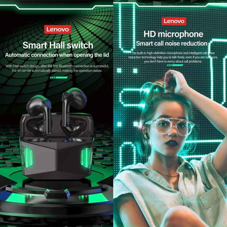 Lenovo GM5 TWS Bluetooth Wireless Sports Waterproof Noise Reduction Gaming Earphone with Mic