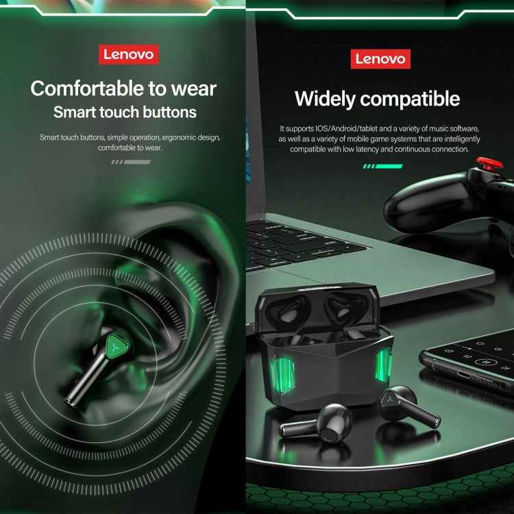 Lenovo GM5 TWS Bluetooth Wireless Sports Waterproof Noise Reduction Gaming Earphone with Mic