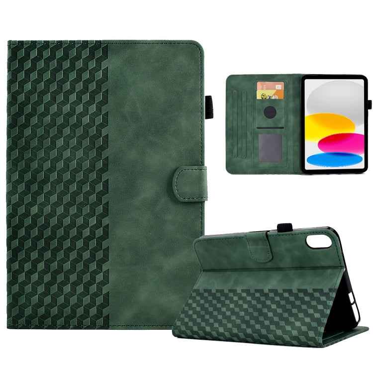 For iPad 10th Gen 10.9 2022 Rhombus Embossed Leather Smart Tablet Case