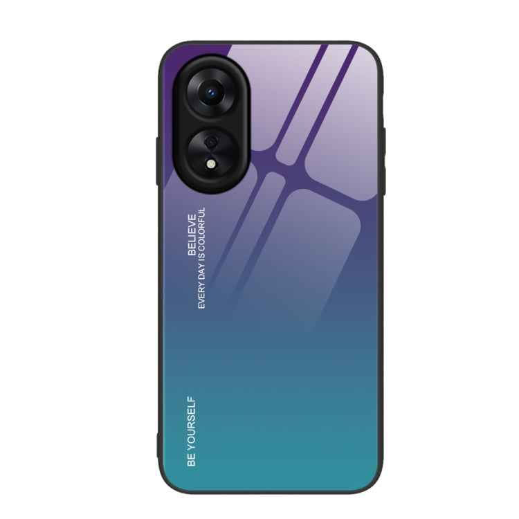 For OPPO A17 Gradient Color Glass Phone Case