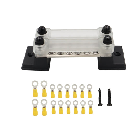 CP-3052 150A 12-48V RV Yacht Double-row 6-way Busbar with 16pcs Terminals, CP-3052